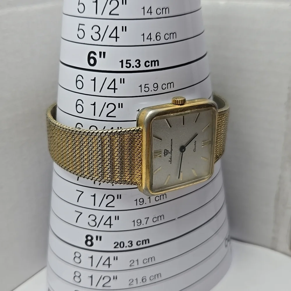 Rare Vintage Mens Jules Jurgensen 4154 Watch 29mm Gold Tone Square New Battery